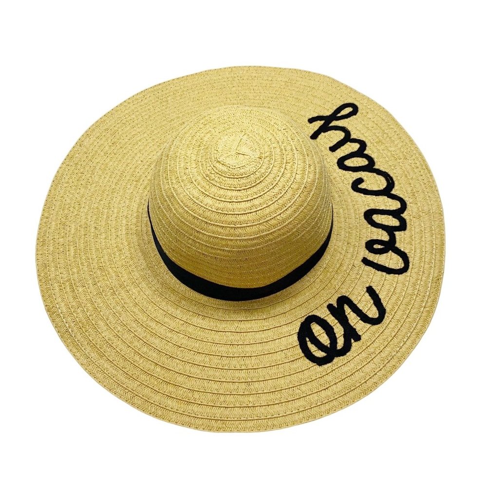 Accessory Depot On Vacay Tan & Black Wide Brim Sun Hat